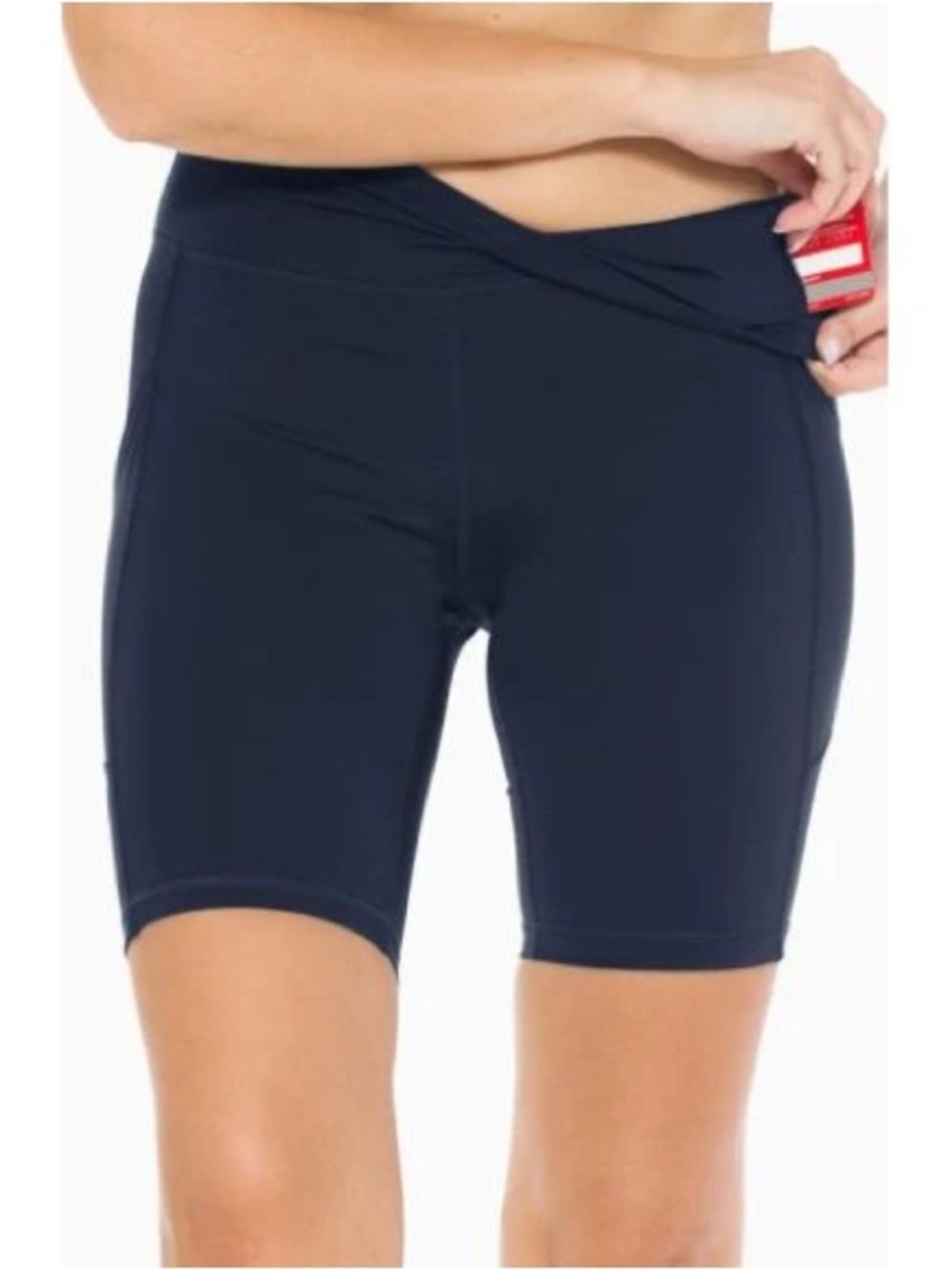 BRAND NEW WITH TAGS 8" Navy Premium Activewear Biker Shorts with Pockets
